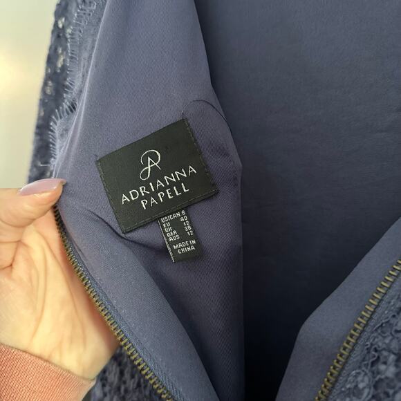 Adrianna Papell periwinkle lace overlay sheath dress size 8 - Picture 9 of 11